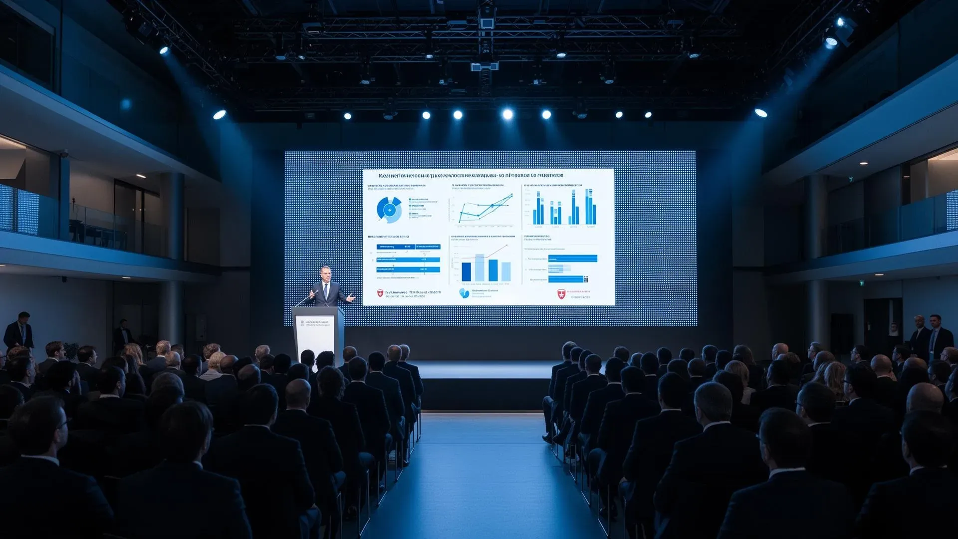Conférence corporate avec écran LED géant pour assemblée générale et événement d’entreprise en Suisse